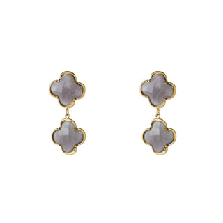 Go Dutch Label Oorhangers Double Clover Dangle - Goudkleurig