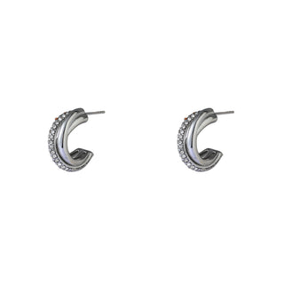 Kopen zilverkleurig Go Dutch Label Oorknoppen Crossed Lines Hoop