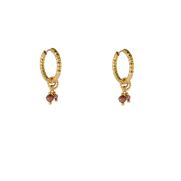 Go Dutch Label Oorhangers Double Stone Hoop - Goudkleurig