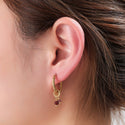 Go Dutch Label Oorhangers Double Stone Hoop - Goudkleurig
