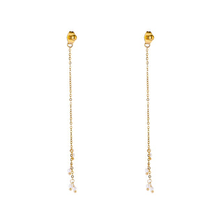 Kopen parel Go Dutch Label Oorhangers Underear Stone Dangle - Goudkleurig