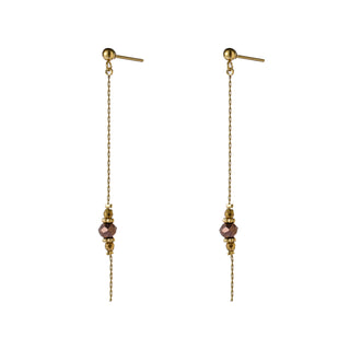 Kopen bruin Go Dutch Label Oorhangers Classic Stone Dangle - Goudkleurig