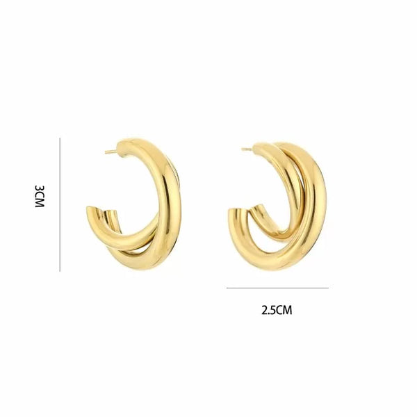 Bijoutheek Ear Studs 2 hoops (4mm) twisted