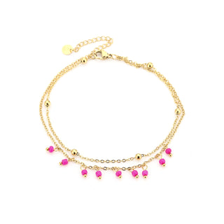 Kaufen fuchsie Michelle Bijoux Knöchelschmuck mit Perlenkugeln