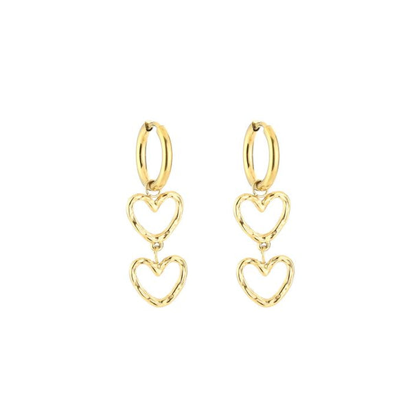 Bijoutheek Oorhangers Twee Hartjes Bewerkt