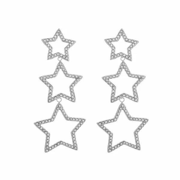 Bijoutheek Ear Studs 3 Stars White Stones