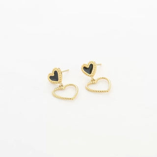 Koop black Michelle Bijoux Ear studs heart enamel and decorated