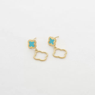 Koop blue Michelle Bijoux Ear studs clover enamel and decorated