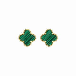 Kopen groen Bijoutheek Oorknoppen Klaver Emaille