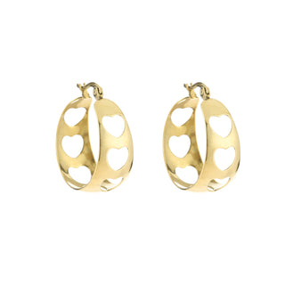 Koop gold Bijoutheek Earrings Hoop wide hearts