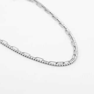 Koop silver Bijoutheek Necklace Double chain links and stones