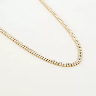 Kaufen gold Bijoutheque-Halskette Doppelte Reihe aus weißen Steinen