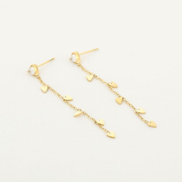 Bijoutheek Oorknoppen Hart Chain Steentje