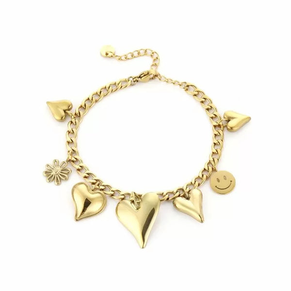 Bijoutheek Armband (Sieraad) Bedels Hart Smiley