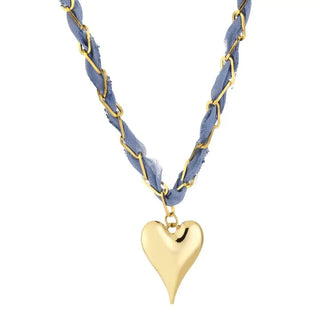 Kopen lt-blue Bijoutheek Collier Stof Hart