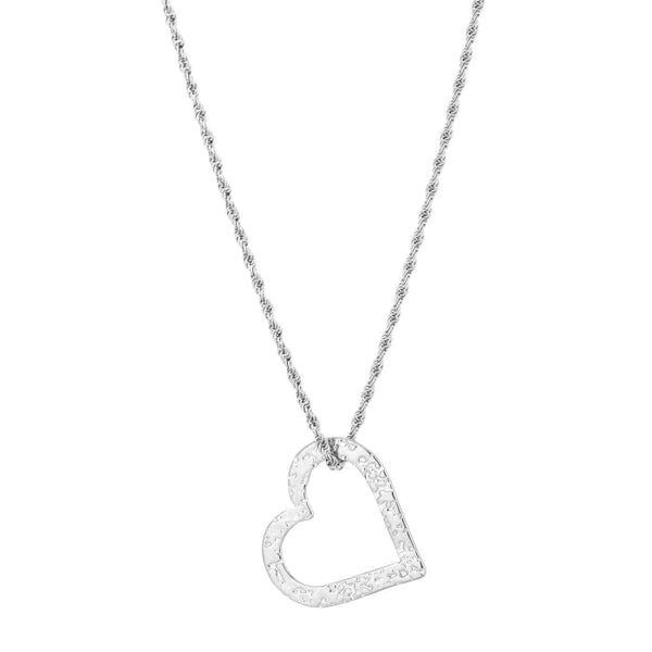 Bijoutheek Collier Gedraaid Hart Gehamerd
