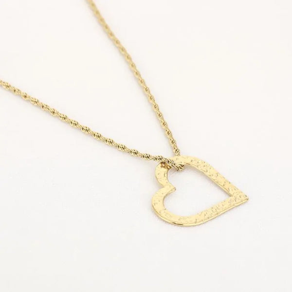 Bijoutheek Collier Gedraaid Hart Gehamerd