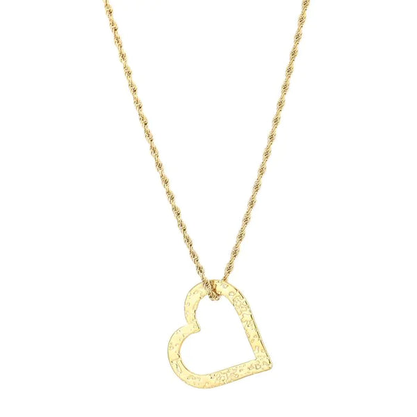 Bijoutheek Collier Gedraaid Hart Gehamerd