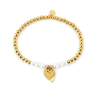Bijoutheek Armband (Sieraad) Elastisch Balletjes Parel Kralen Hart Bedel