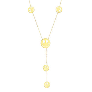 Kopen goudkleurig Bijoutheek Collier Y-Vorm Happy Smiley Face
