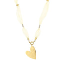 Bijoutheek Collier Stof Gehamerd Hart