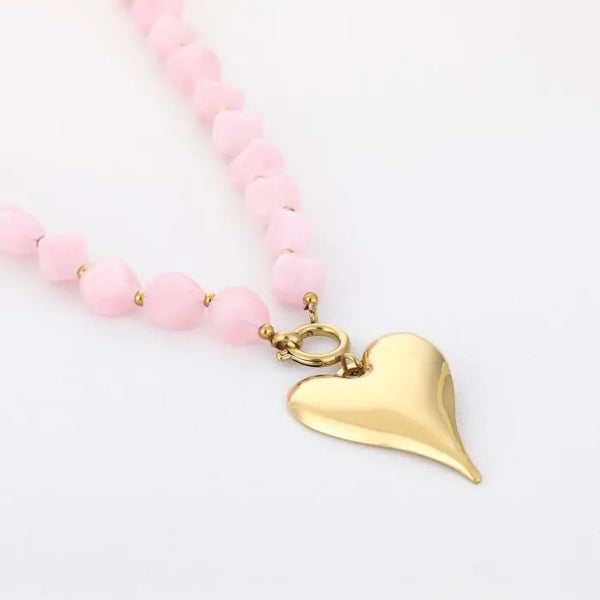 Bijoutheek Collier Grote Kralen Hart