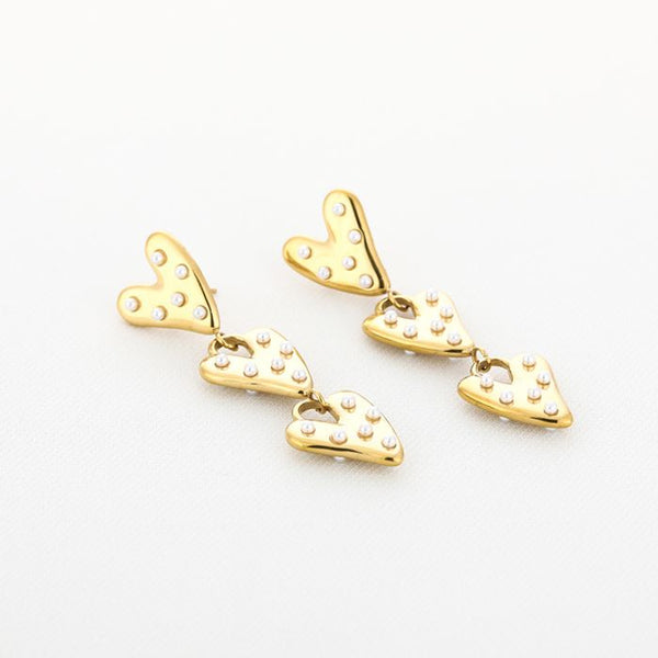 Bijoutheek Oorknoppen Drie Hartjes Parels