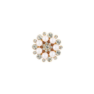 Kopen goudkleurig Bijoutheek Button Cover - Knoop Clip Bloem Parels