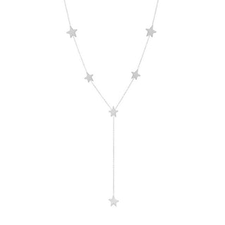 Kopen zilverkleurig Bijoutheek Collier Y-Vorm Sterren