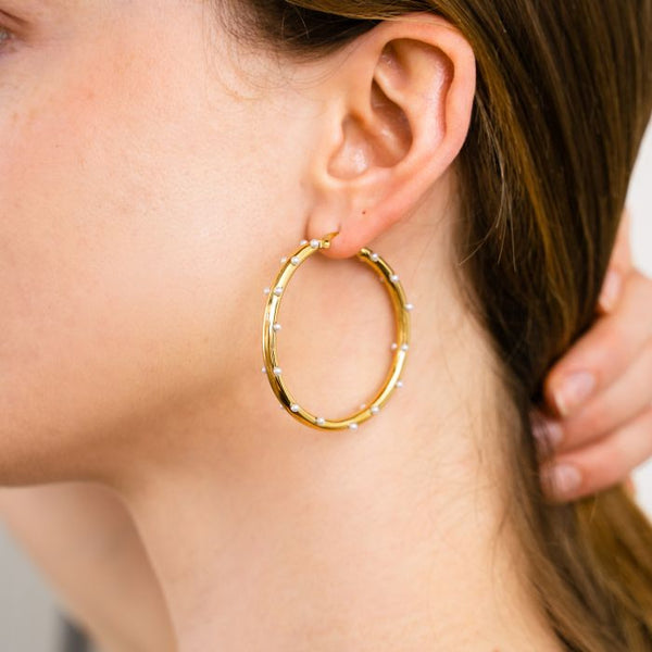 Bijoutheek Oorringen Hoop Parel Studs