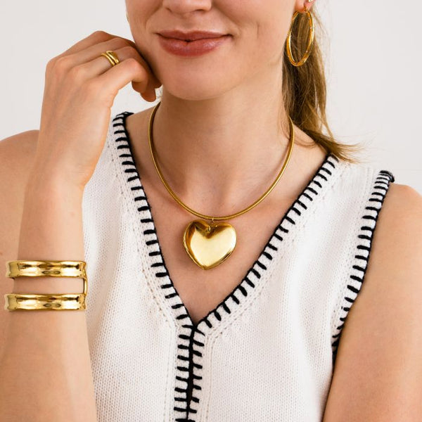 Bijoutheek Collier Magneet Bedel Hart Grof