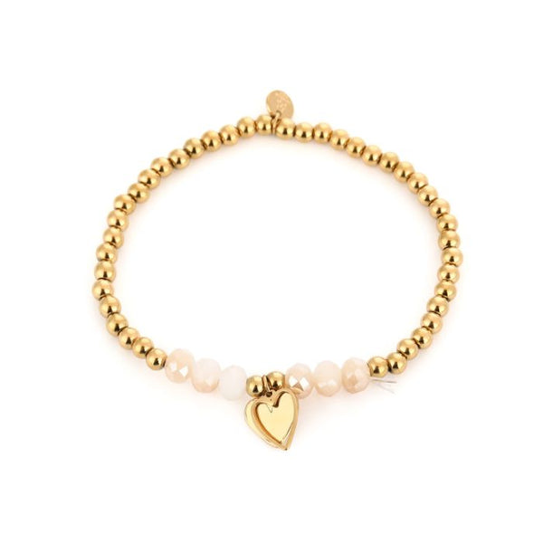 Bijoutheek Armband (Sieraad) Elastisch Balletjes Kralen Hart Bedel