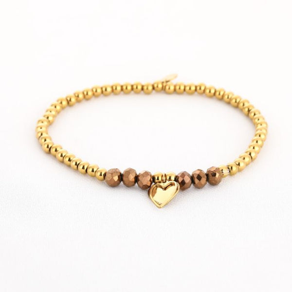 Bijoutheek Armband (Sieraad) Elastisch Balletjes Kralen Hart Bedel