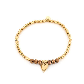 Kopen brown Bijoutheek Armband (Sieraad) Elastisch Balletjes Kralen Hart Bedel