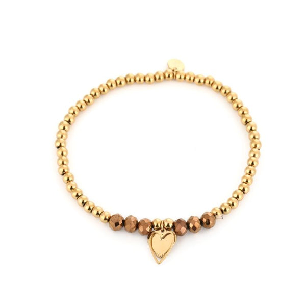Bijoutheek Armband (Sieraad) Elastisch Balletjes Kralen Hart Bedel