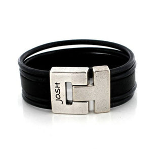Koop zwart JOSH Men's Bracelet - 24085 BRA-S/BROWN (LENGTH: 20.5-21.5 cm)