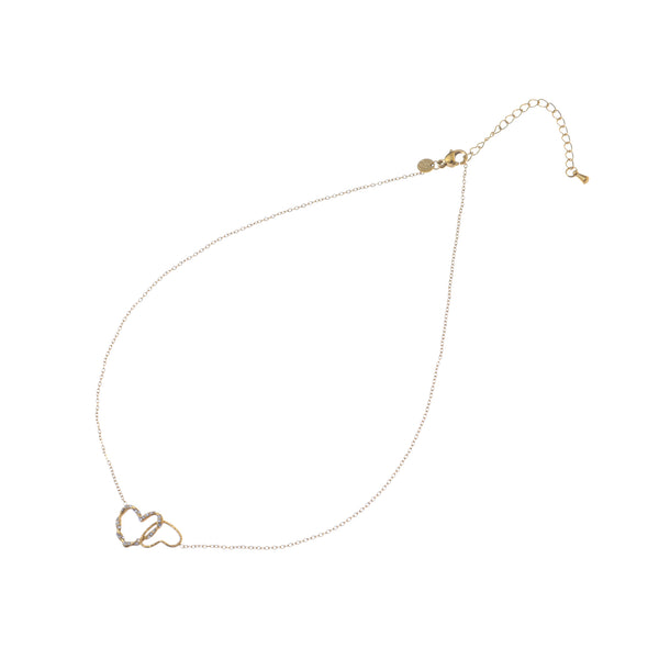 Go Dutch Label Collier Sparkle Double Heart