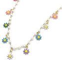 Bijoutheek Collier Bloemen Parel Multi
