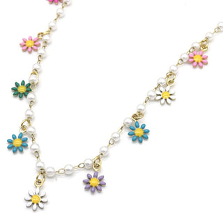 Bijoutheek Collier Bloemen Parel Multi