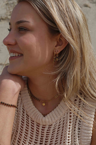 Solid Gold Edelsteen Tussenstuk Ketting - Grass Flower Jaspis