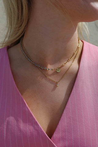 Solid Gold Edelsteen Tussenstuk Ketting - Labradoriet