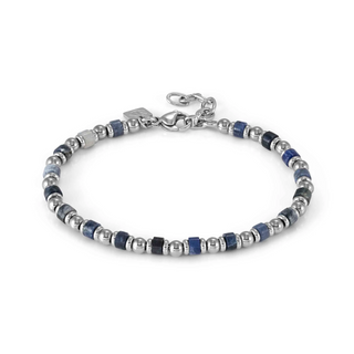 Coeur de Lion Geocube Halskette Ikonische Naturhalskette blau/weiß