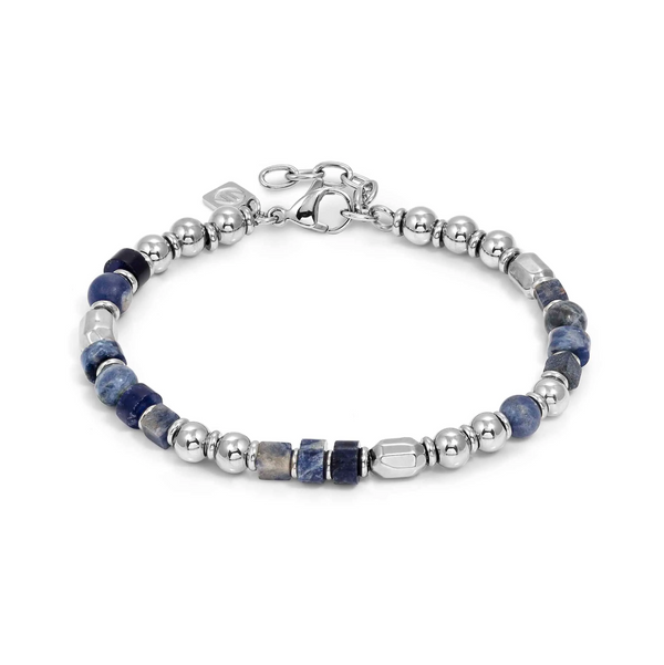 Coeur de Lion Geocube Halskette Ikonische Naturhalskette blau/weiß