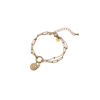Go Dutch Label Armband (Sieraad) Kinderen - Smalle Pols - Smiley Pendant Ring