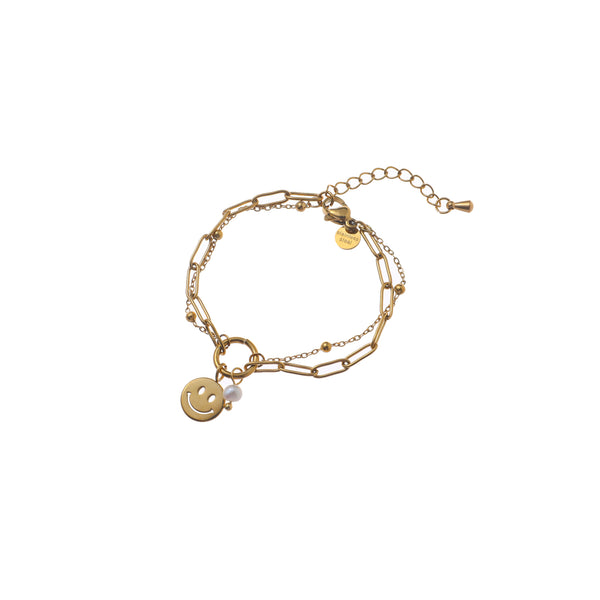 Go Dutch Label Armband (Sieraad) Kinderen - Smalle Pols - Smiley Pendant Ring