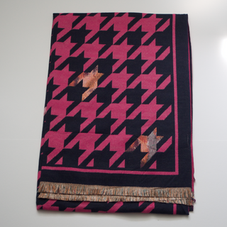 Kopen fuchsia Bijoutheek Sjaal (Fashion) Pied-de-poule patroon (190 x 70cm)