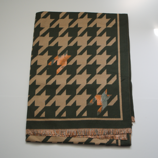 Kopen donker-groen Bijoutheek Sjaal (Fashion) Pied-de-poule patroon (190 x 70cm)