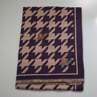 Kopen paars Bijoutheek Sjaal (Fashion) Pied-de-poule patroon (190 x 70cm)
