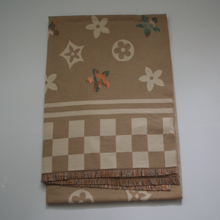 Kopen beige Bijoutheek Sjaal (Fashion) Bloemen patroon geblokt (190cm x 65cm)