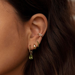 Karma Oorringen Plain Hoops Round Zirconia Goldplated Olive Green
